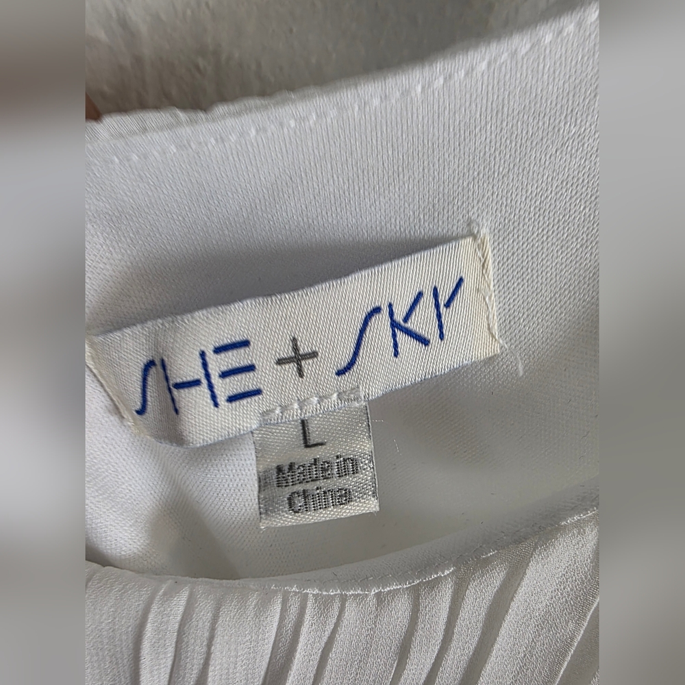 She + Sky Sleeveless Woven Plisse Tiered Dress Size Large - Picture 7 of 9